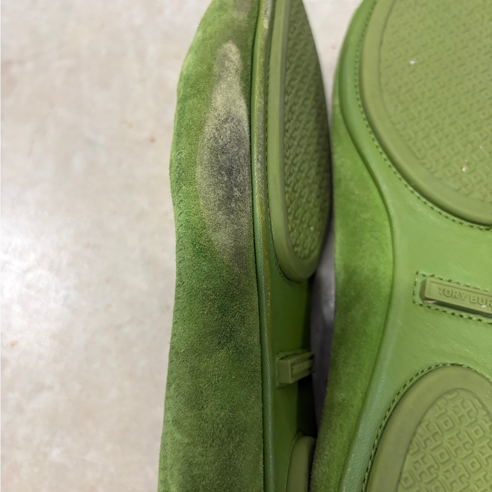 Tory Burch Olive Suede Loafers - Picture 2 of 4